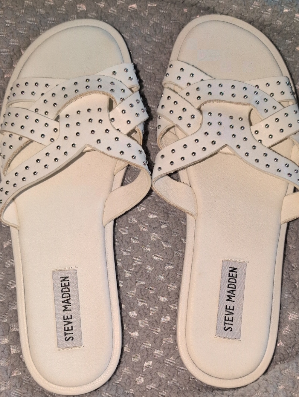 Steve Madden Ivory Studded Slide Mules